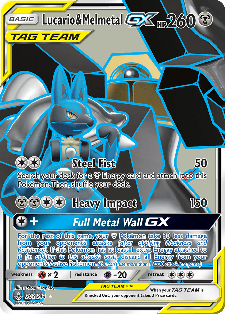Lucario & Melmetal GX — Unbroken Bonds #203/214, PSA 10