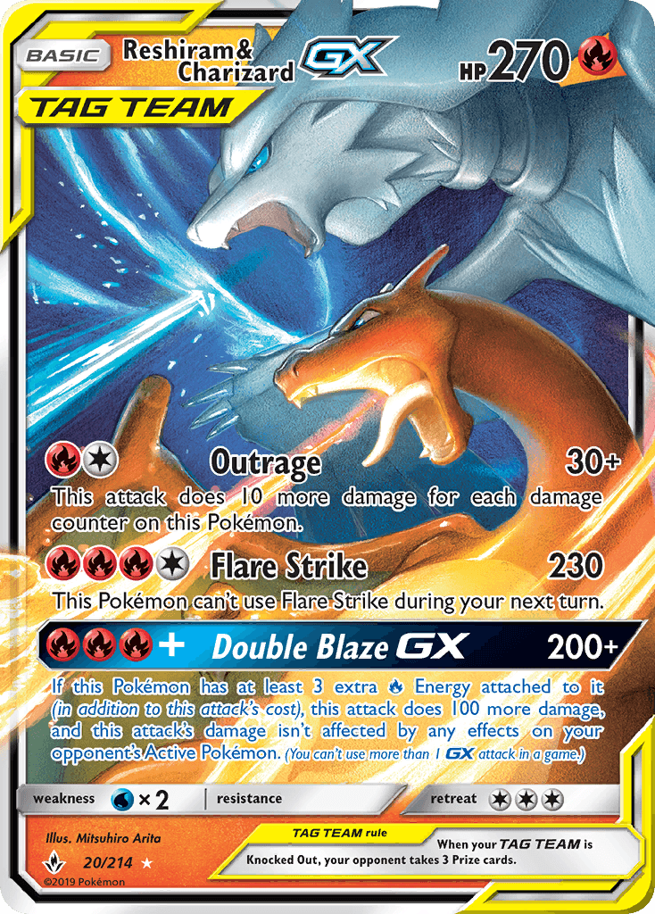 Reshiram & Charizard GX — Unbroken Bonds #20/214, PSA 10
