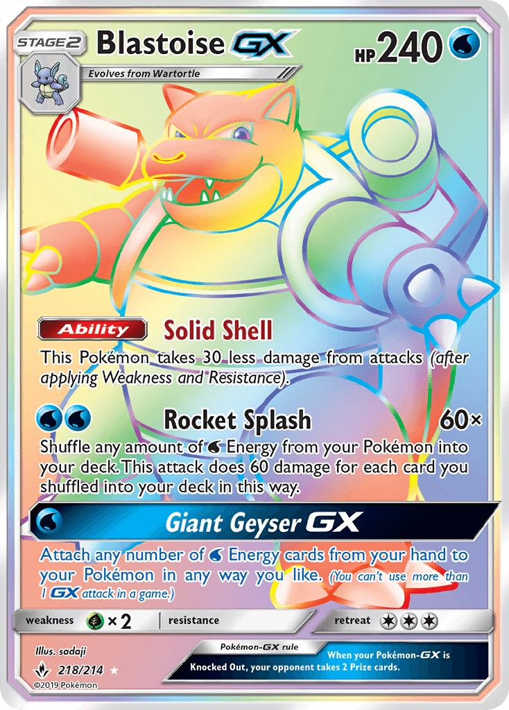Blastoise GX — Unbroken Bonds #218/214, PSA 10