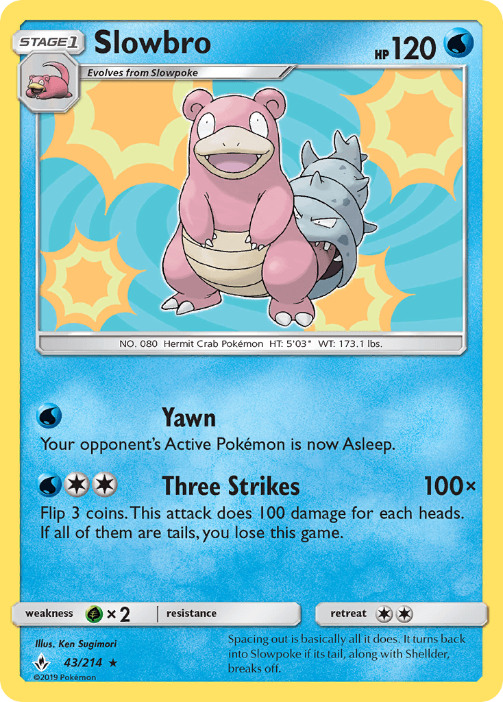 Slowbro — Unbroken Bonds #43/214, raw, NM