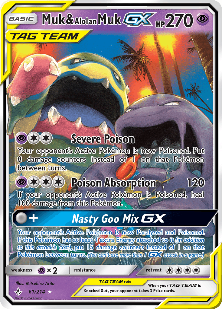 Muk & Alolan Muk GX — Unbroken Bonds #61/214, CGC 10
