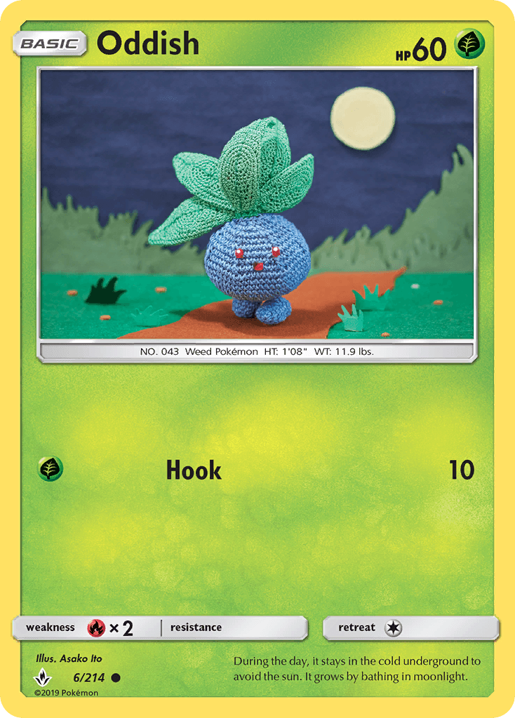 Oddish — Unbroken Bonds #6/214, raw, NM