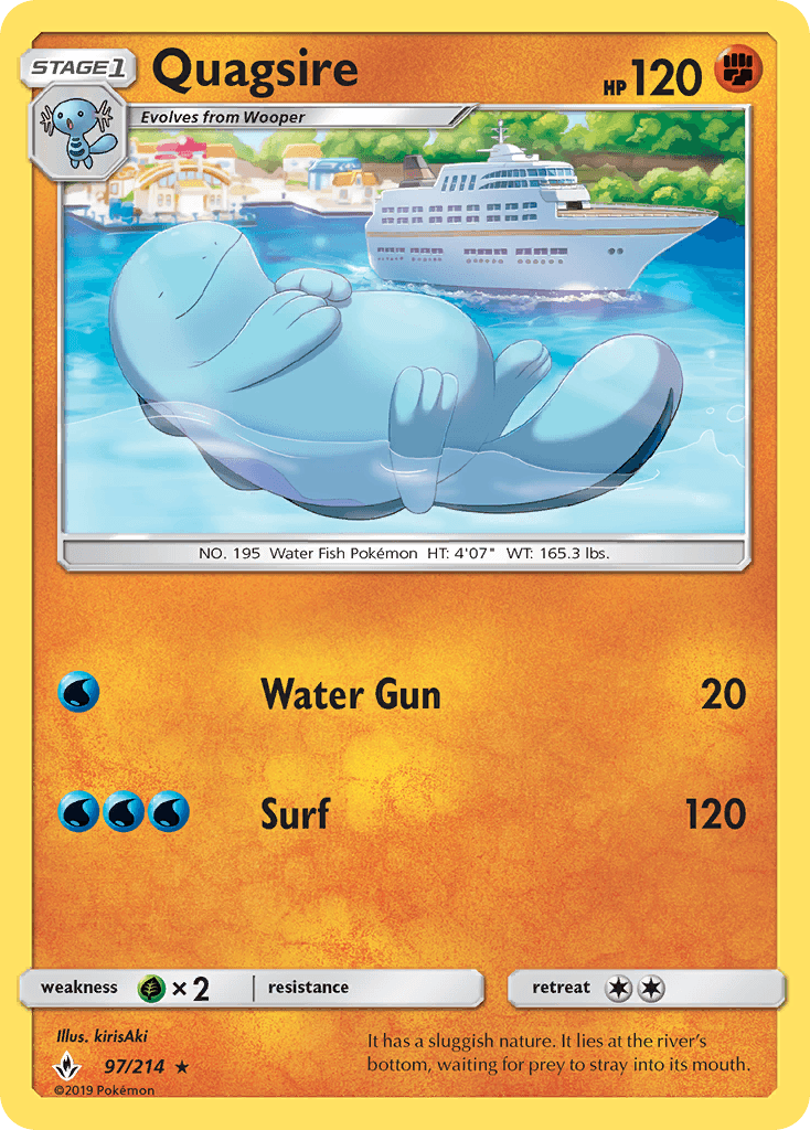Quagsire — Unbroken Bonds #97/214, raw, NM