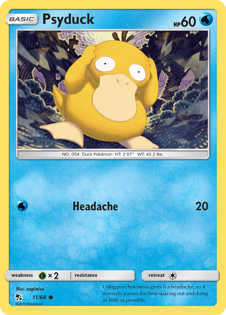 Psyduck — Hidden Fates #11/68, raw, NM