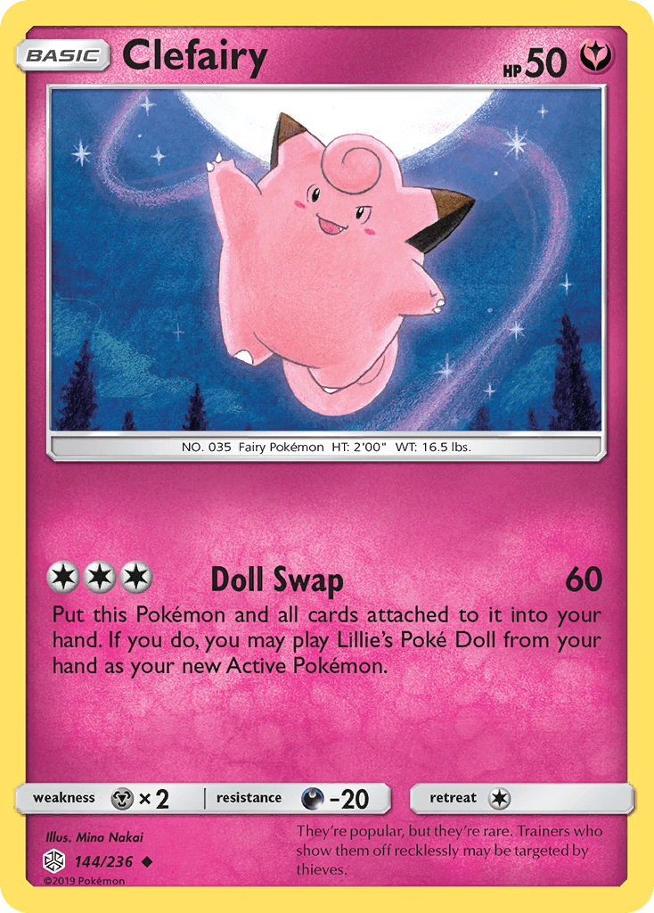Clefairy — Cosmic Eclipse #144/236, raw, NM