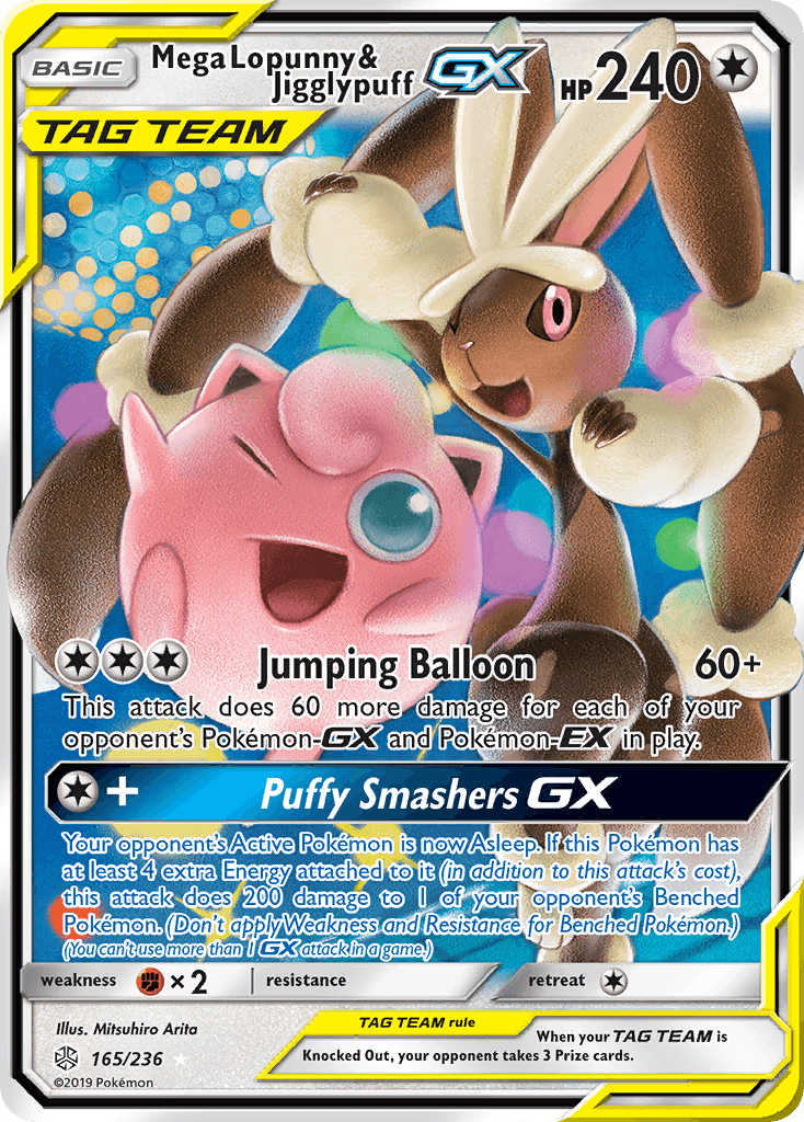 Mega Lopunny & Jigglypuff GX — Cosmic Eclipse #165/236, PSA 10