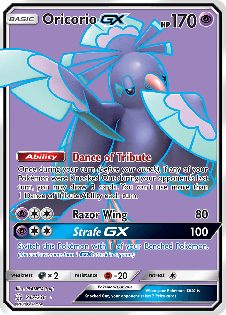 Oricorio GX — Cosmic Eclipse #217/236, raw, NM