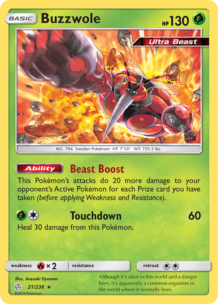 Buzzwole — Cosmic Eclipse #21/236, raw, NM
