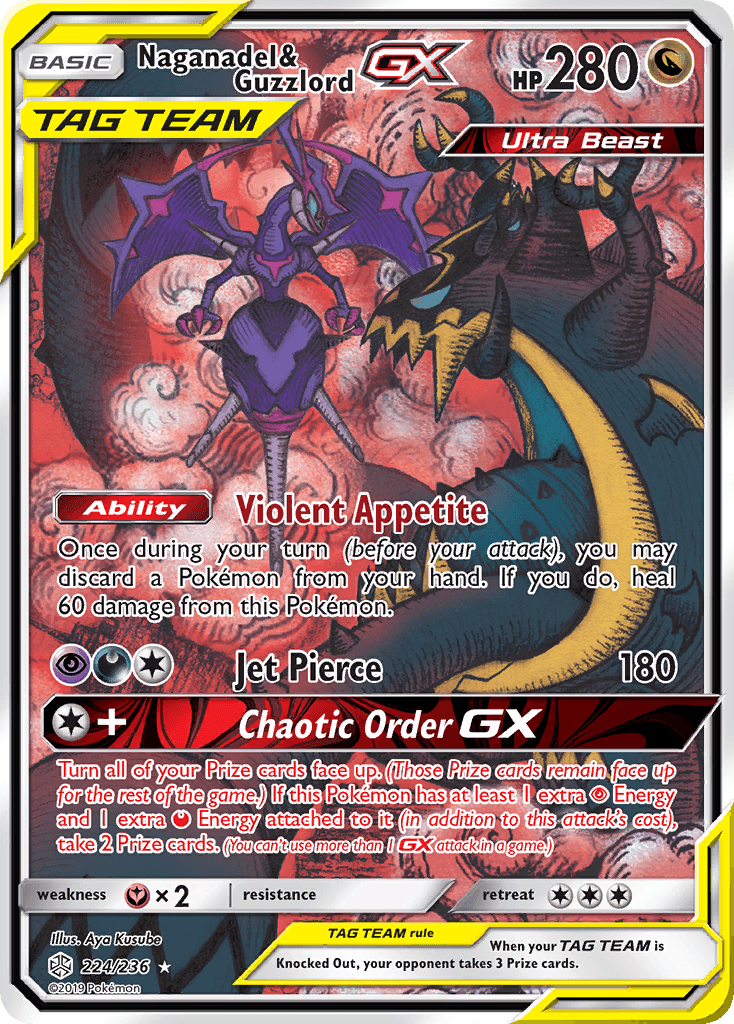 Naganadel & Guzzlord GX — Cosmic Eclipse #224/236, PSA 10