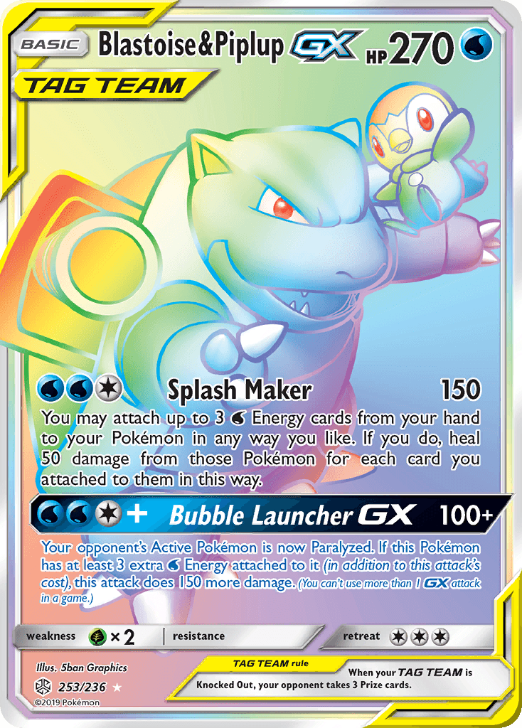 Blastoise & Piplup GX — Cosmic Eclipse #253/236, PSA 10