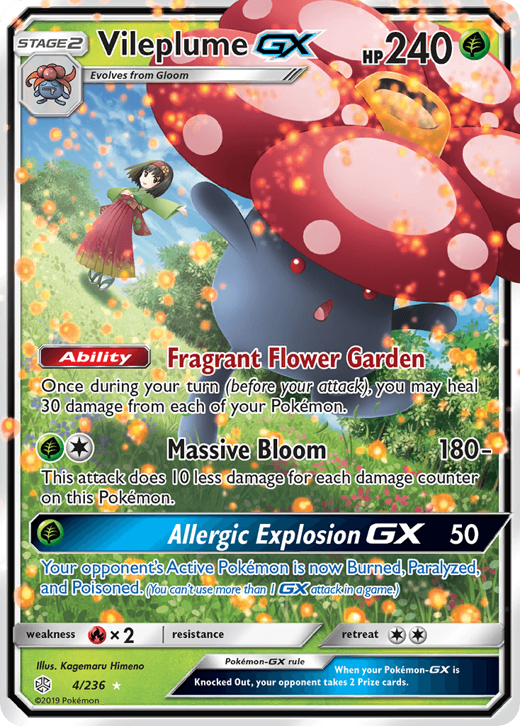 Vileplume GX — Cosmic Eclipse #4/236, PSA 8