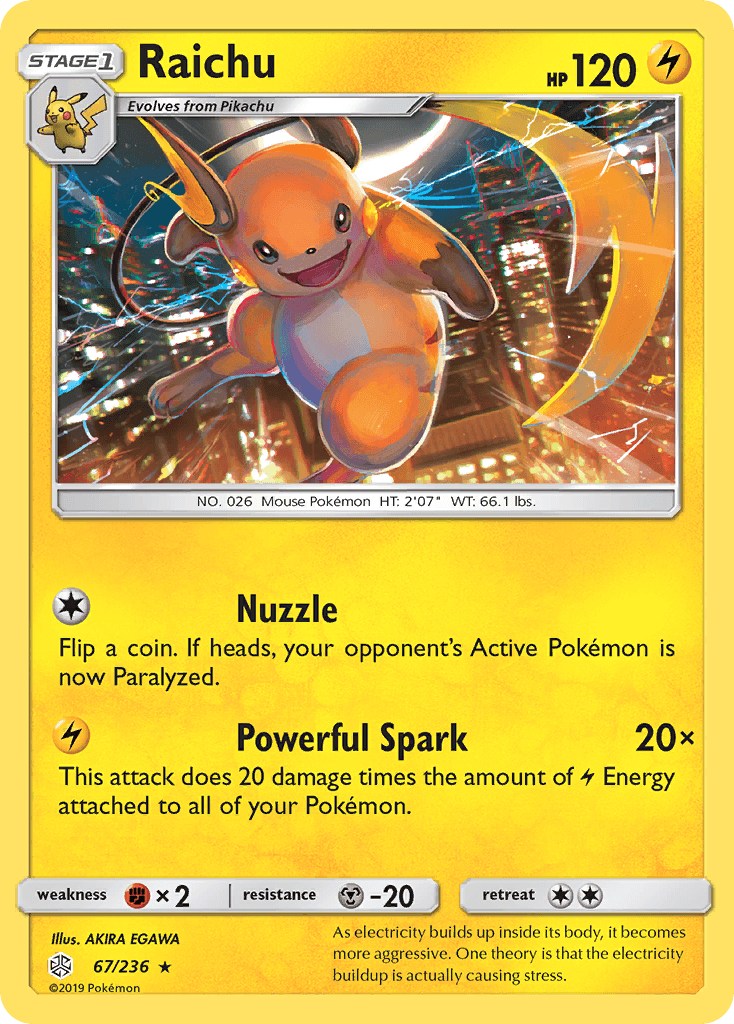 Raichu — Cosmic Eclipse #67/236, raw, NM