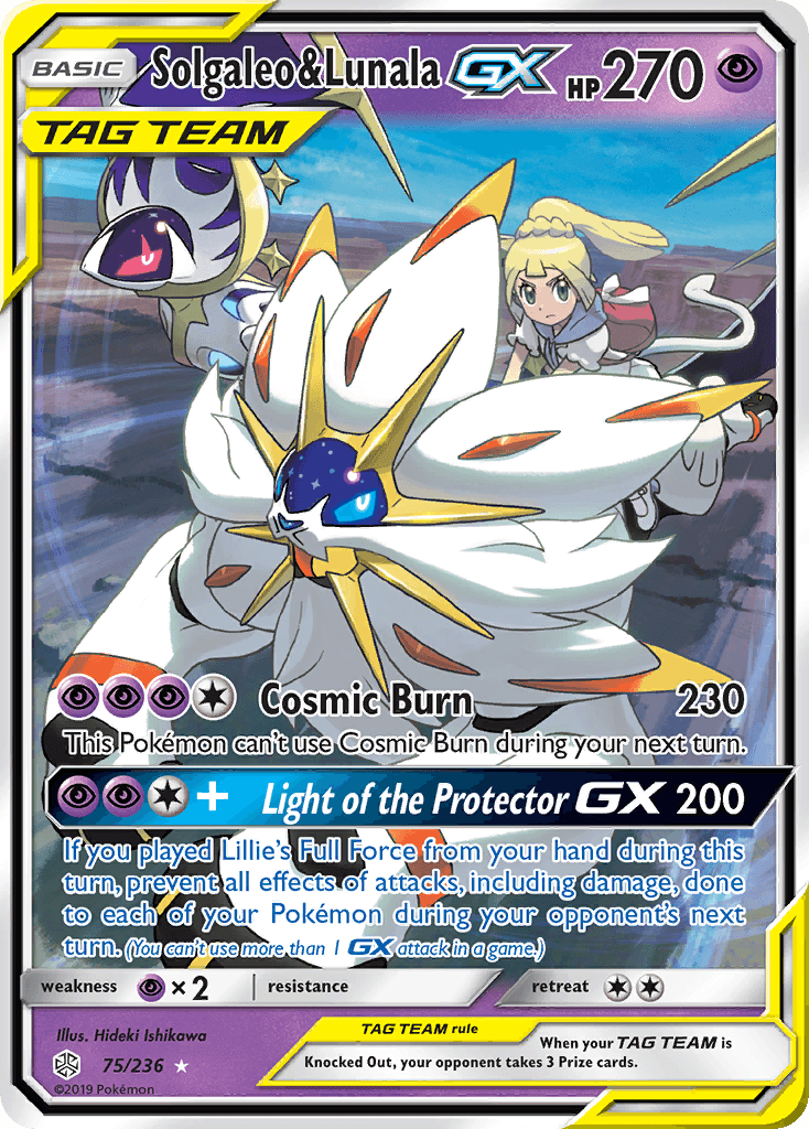 Solgaleo & Lunala GX — Cosmic Eclipse #75/236, PSA 10