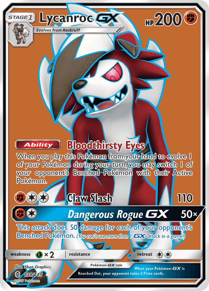 Lycanroc GX — Guardians Rising #138/145, raw, NM
