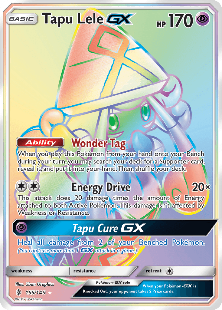 Tapu Lele GX — Guardians Rising #155/145, raw, NM