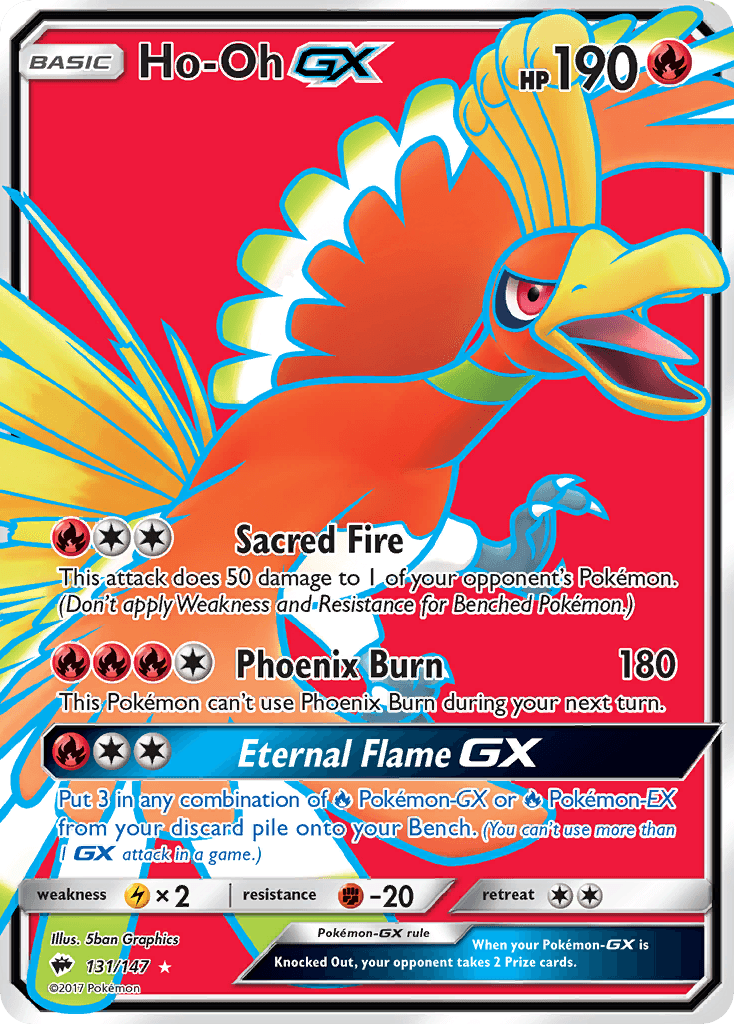 Ho-Oh GX — Burning Shadows #131/147, raw, NM