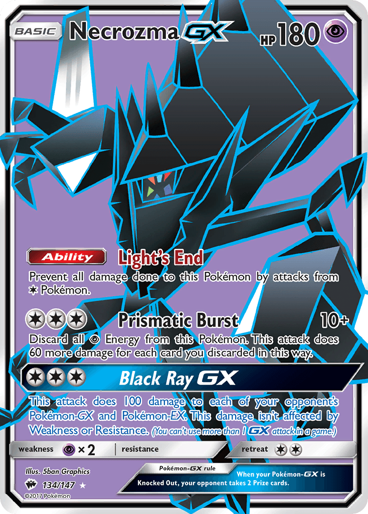 Necrozma GX — Burning Shadows #134/147, raw, NM