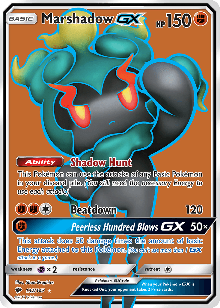 Marshadow GX — Burning Shadows #137/147, raw, NM