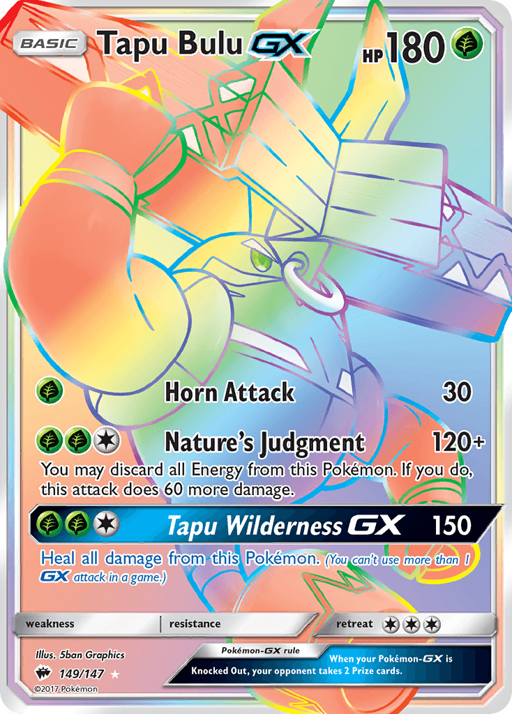 Tapu Bulu GX — Burning Shadows #149/147, raw, NM