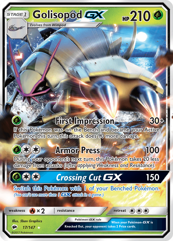 Golisopod GX — Burning Shadows #17/147, raw, NM