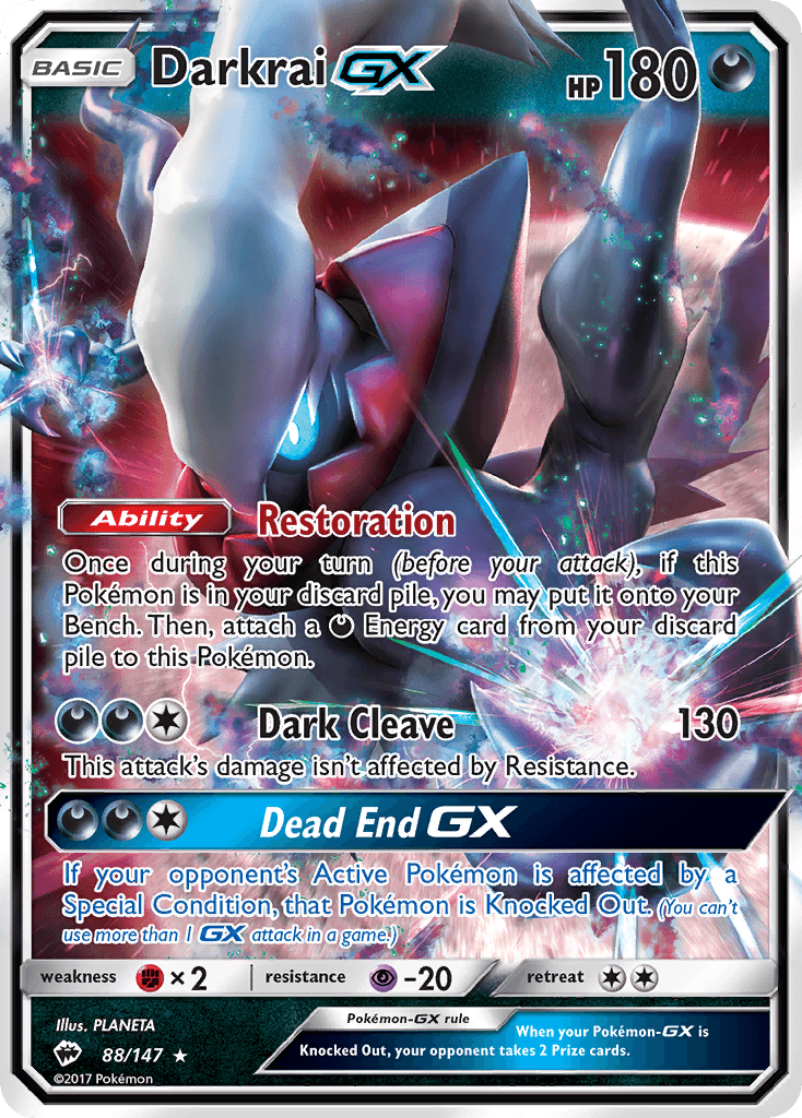 Darkrai GX — Burning Shadows #88/147, raw, NM