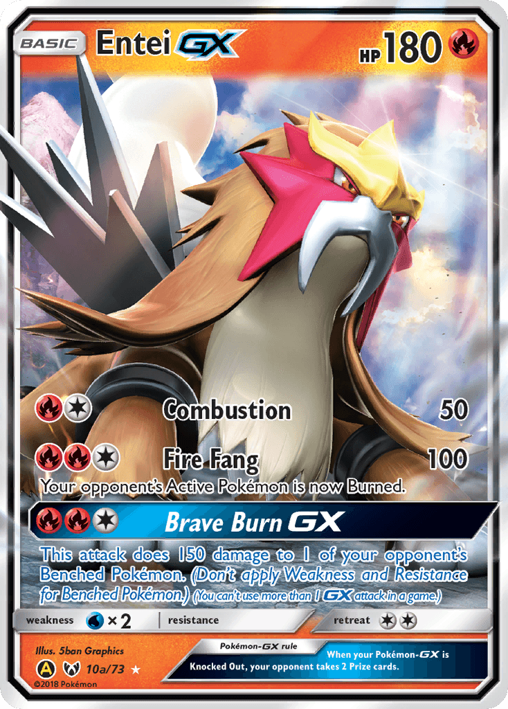 Entei GX — Shining Legends #10a, raw, NM