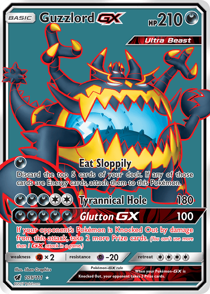 Guzzlord GX — Crimson Invasion #105/111, raw, NM