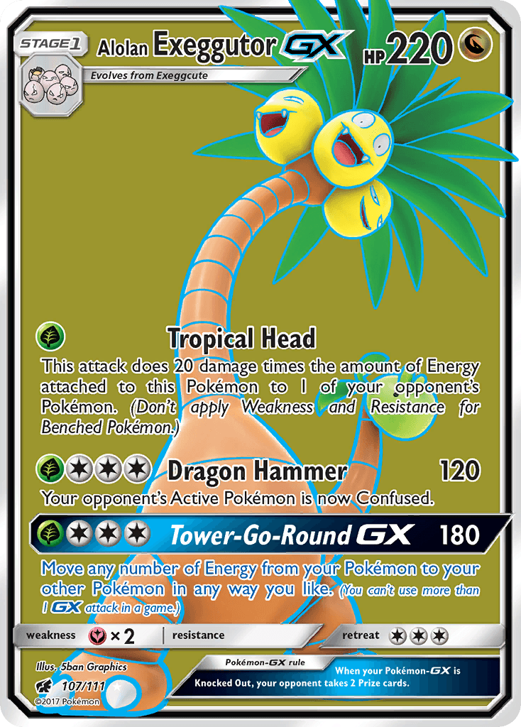 Alolan Exeggutor GX — Crimson Invasion #107/111, raw, NM