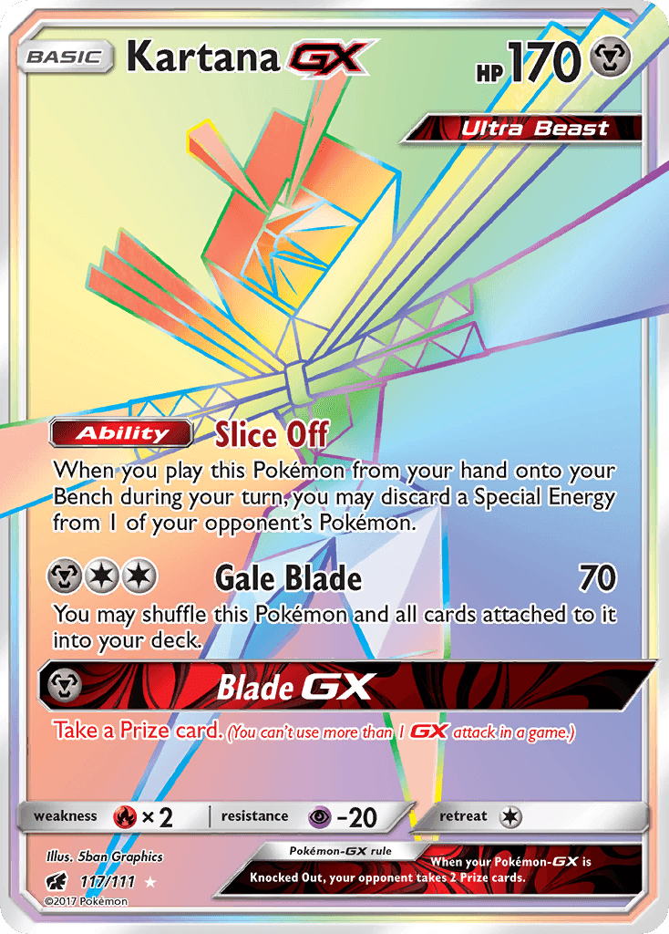Kartana GX — Crimson Invasion #117/111, raw, NM