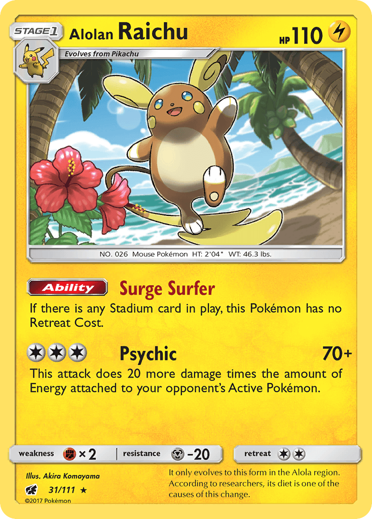 Alolan Raichu — Crimson Invasion #31/111, raw, NM