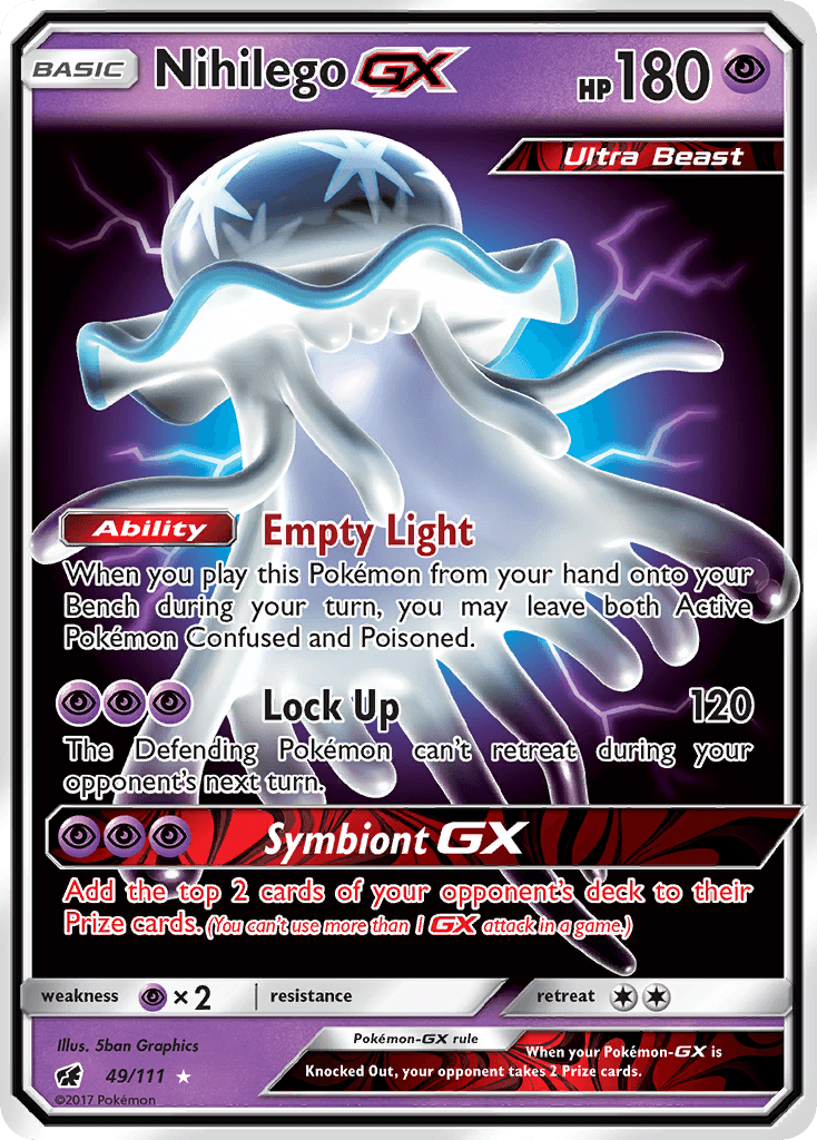Nihilego GX — Crimson Invasion #49/111, raw, NM