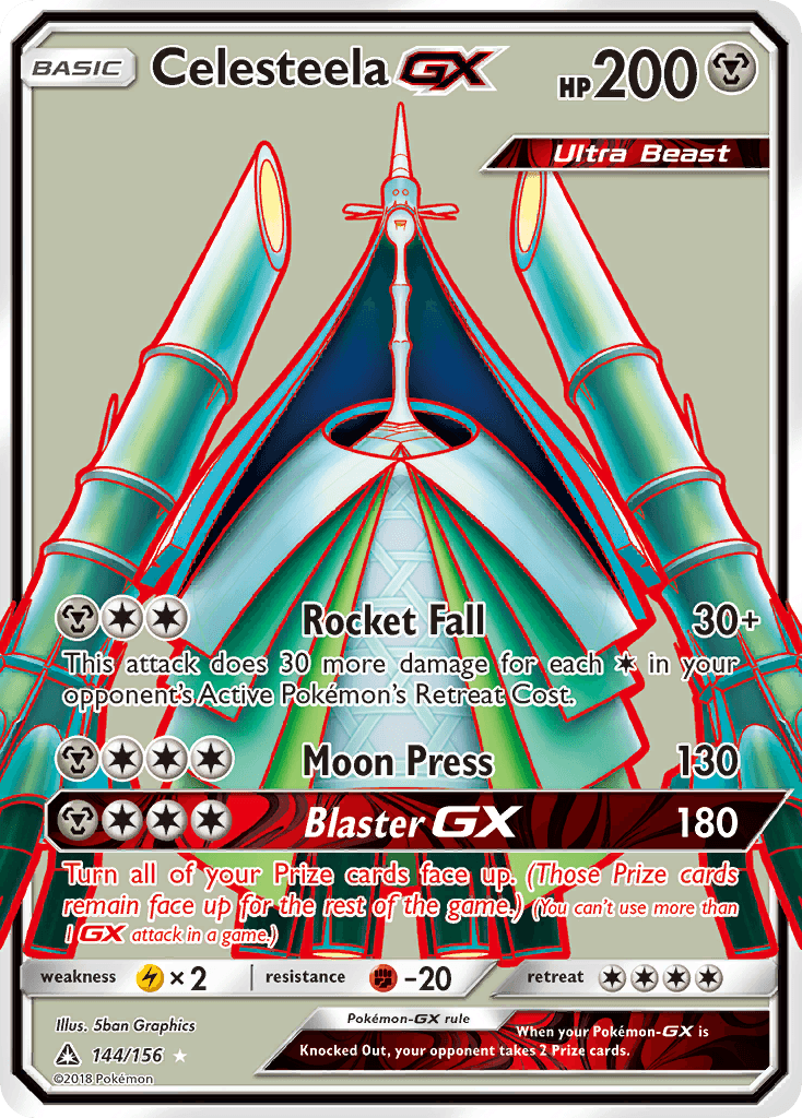 Celesteela GX — Ultra Prism #144/156, raw, NM