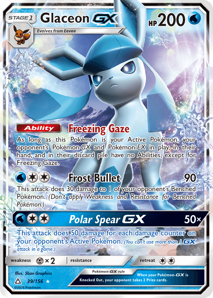 Glaceon GX — Ultra Prism #39/156, raw, NM