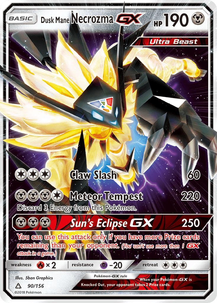 Dusk Mane Necrozma GX — Ultra Prism #90/156, raw, NM