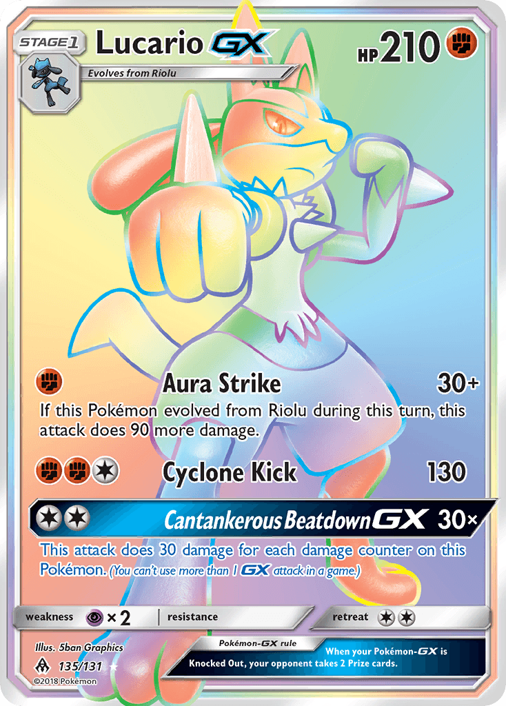 Lucario-GX — Forbidden Light #135/131, PSA 10