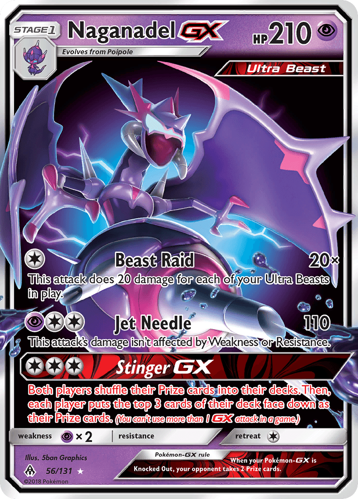 Naganadel-GX — Forbidden Light #56/131, raw, NM