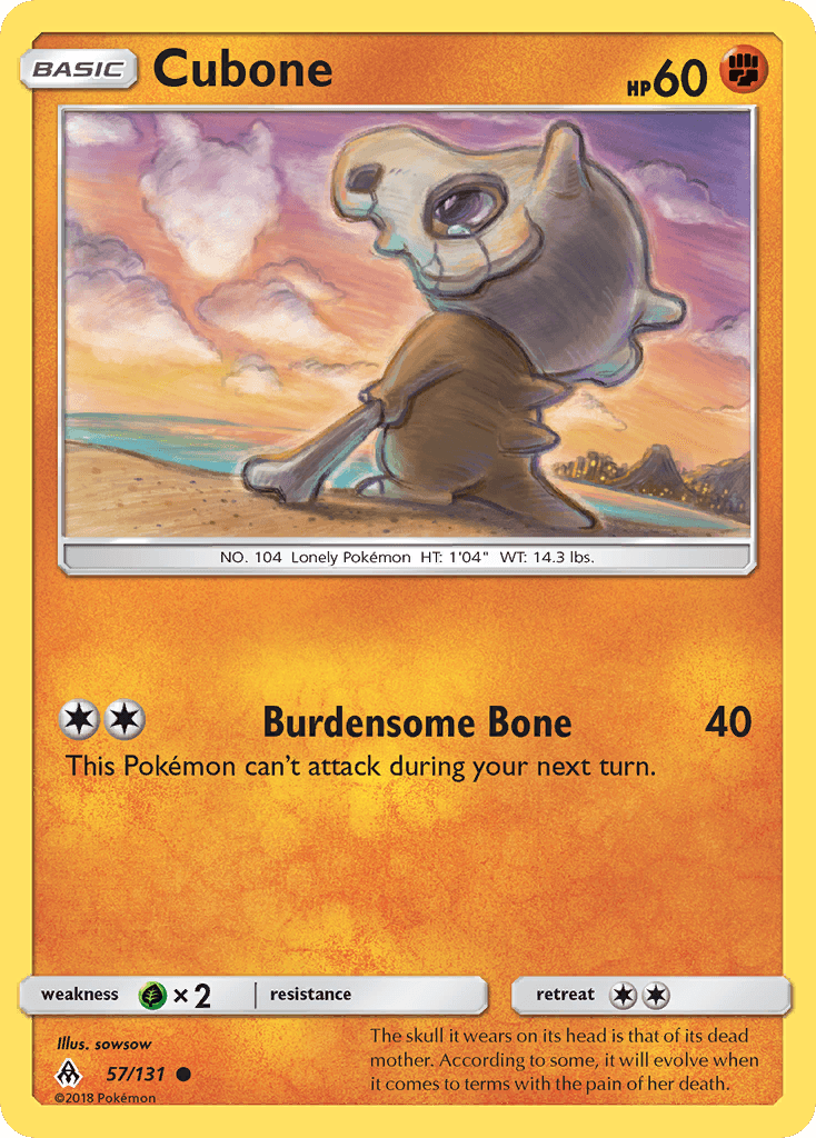 Cubone — Forbidden Light #57/131, raw, NM