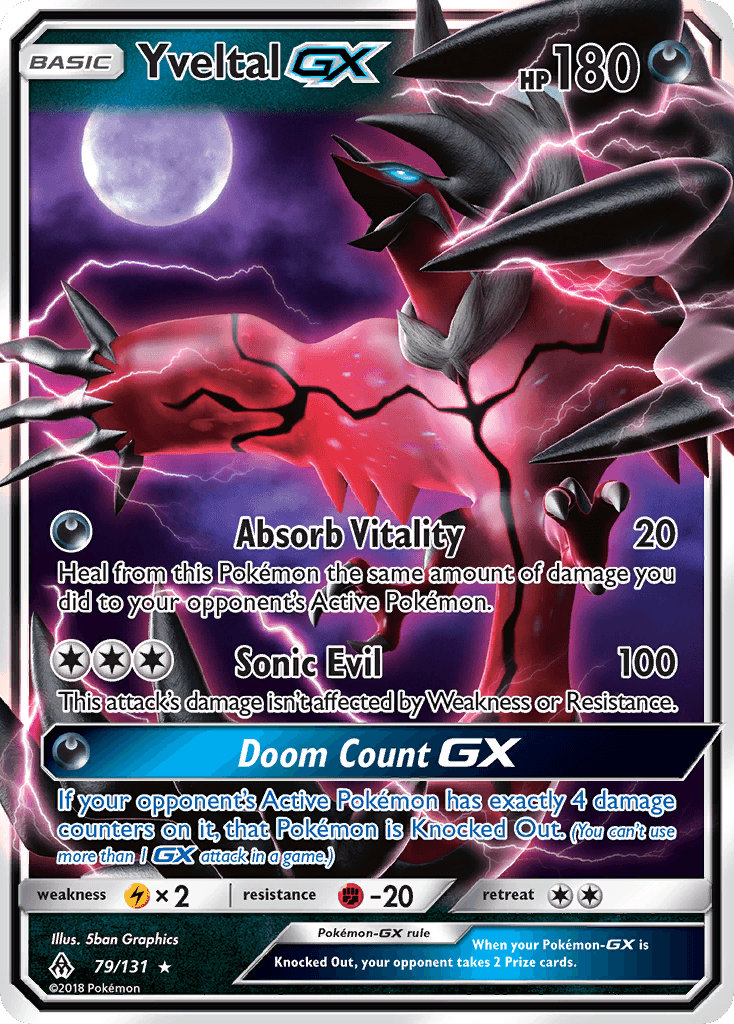 Yveltal-GX — Forbidden Light #79/131, raw, NM