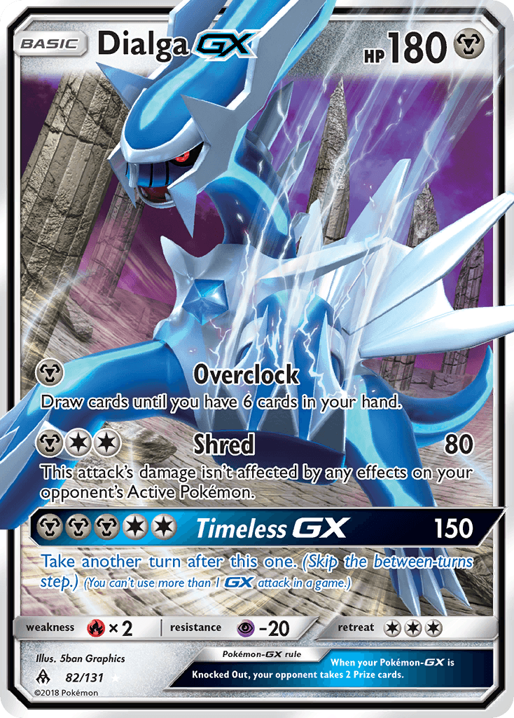 Dialga-GX — Forbidden Light #82/131, raw, NM