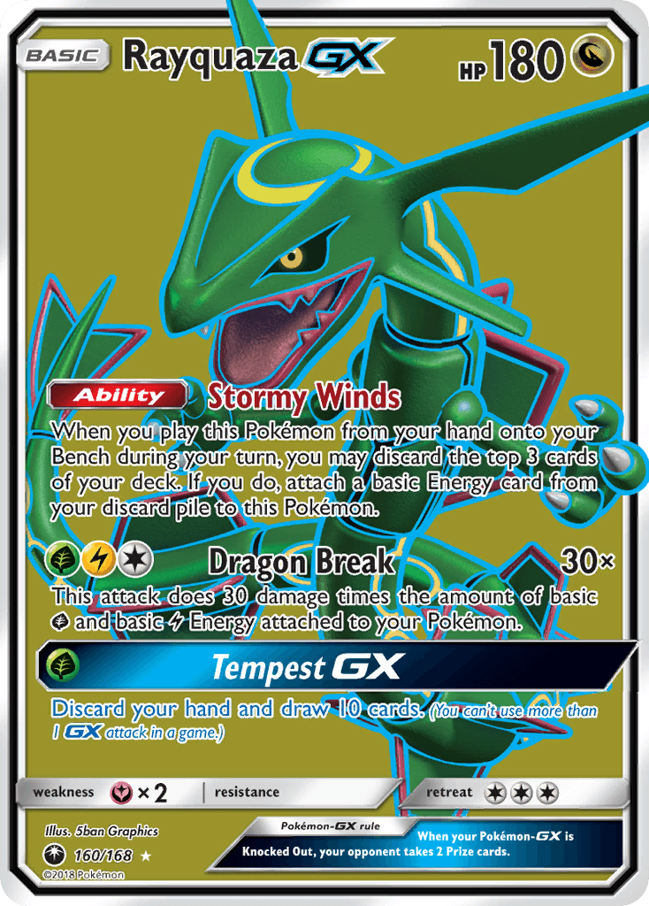 Rayquaza GX — Celestial Storm #160/168, PSA 9
