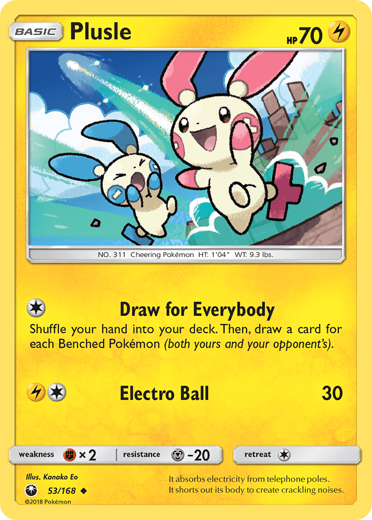 Plusle — Celestial Storm #53/168, raw, NM