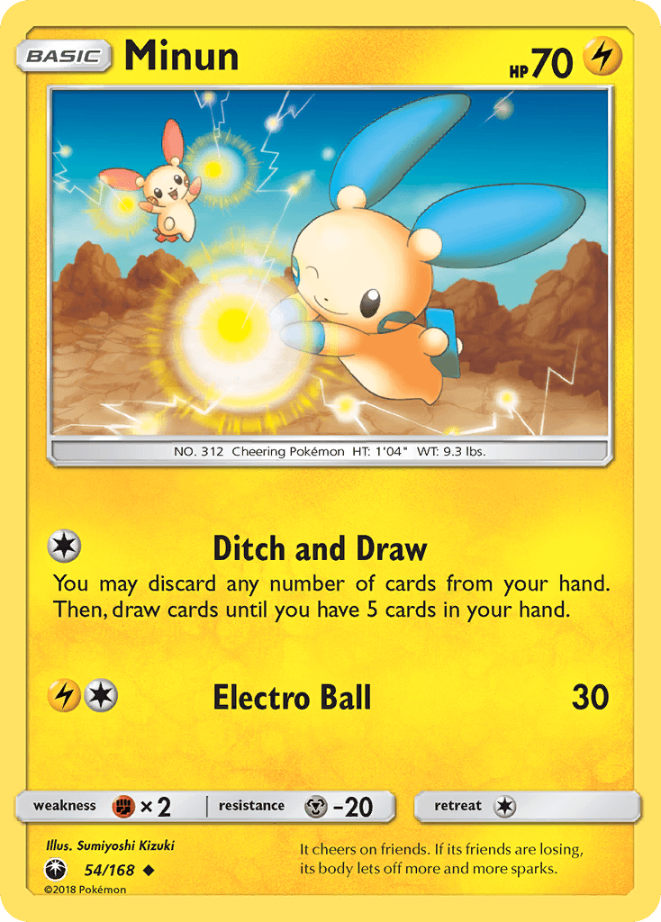 Minun — Celestial Storm #54/168, raw, NM