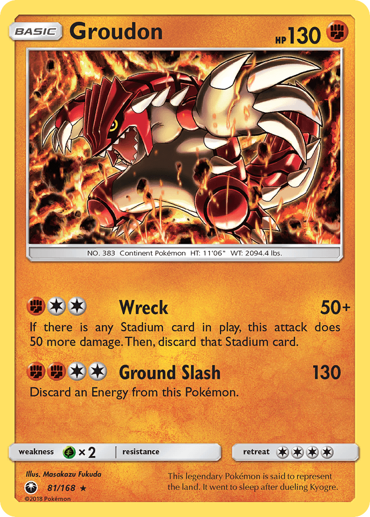 Groudon — Celestial Storm #81/168, raw, NM