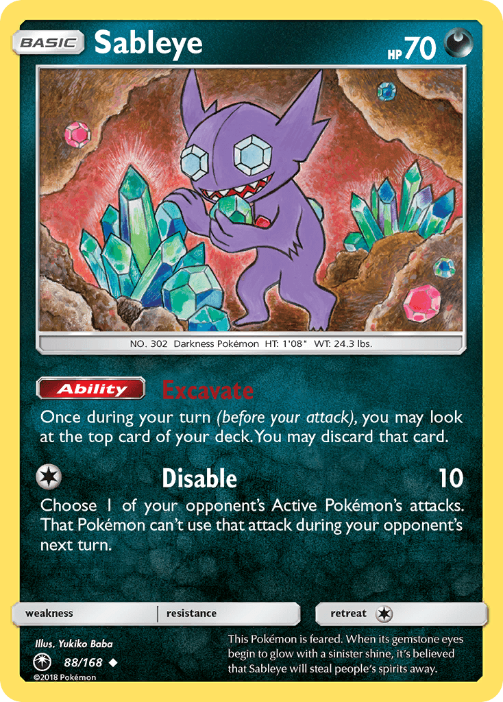Sableye — Celestial Storm #88/168, raw, NM