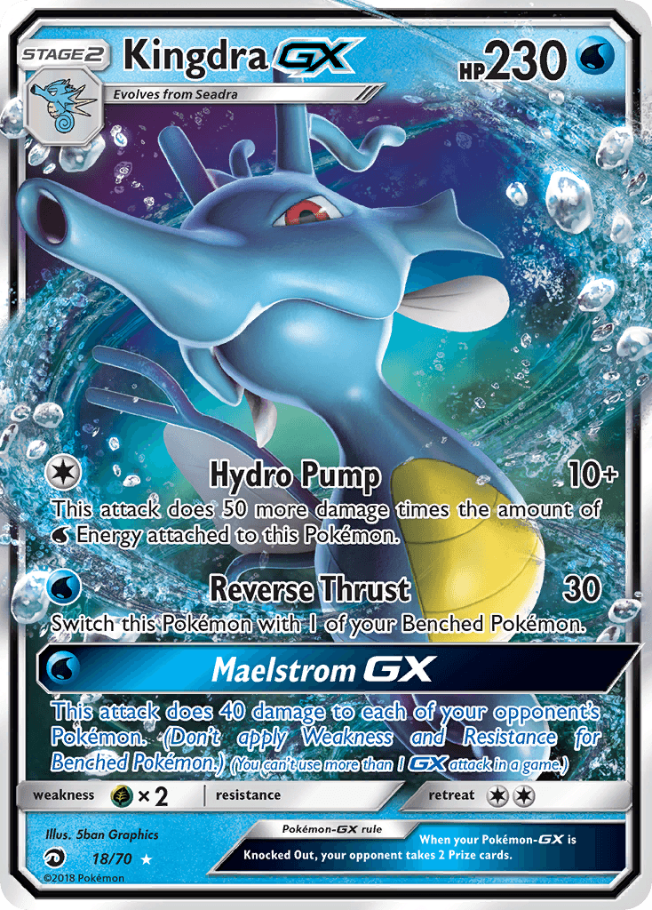 Kingdra GX — Dragon Majesty #18/70, raw, NM