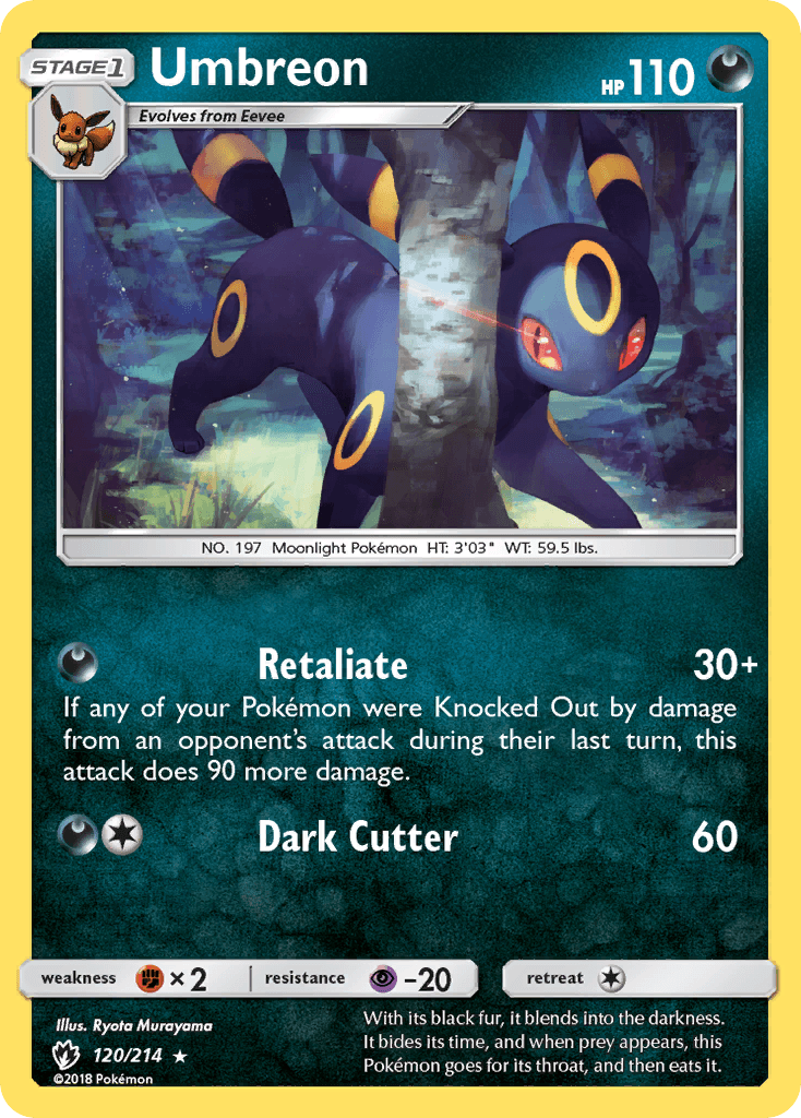 Umbreon — Lost Thunder #120/214, raw, NM