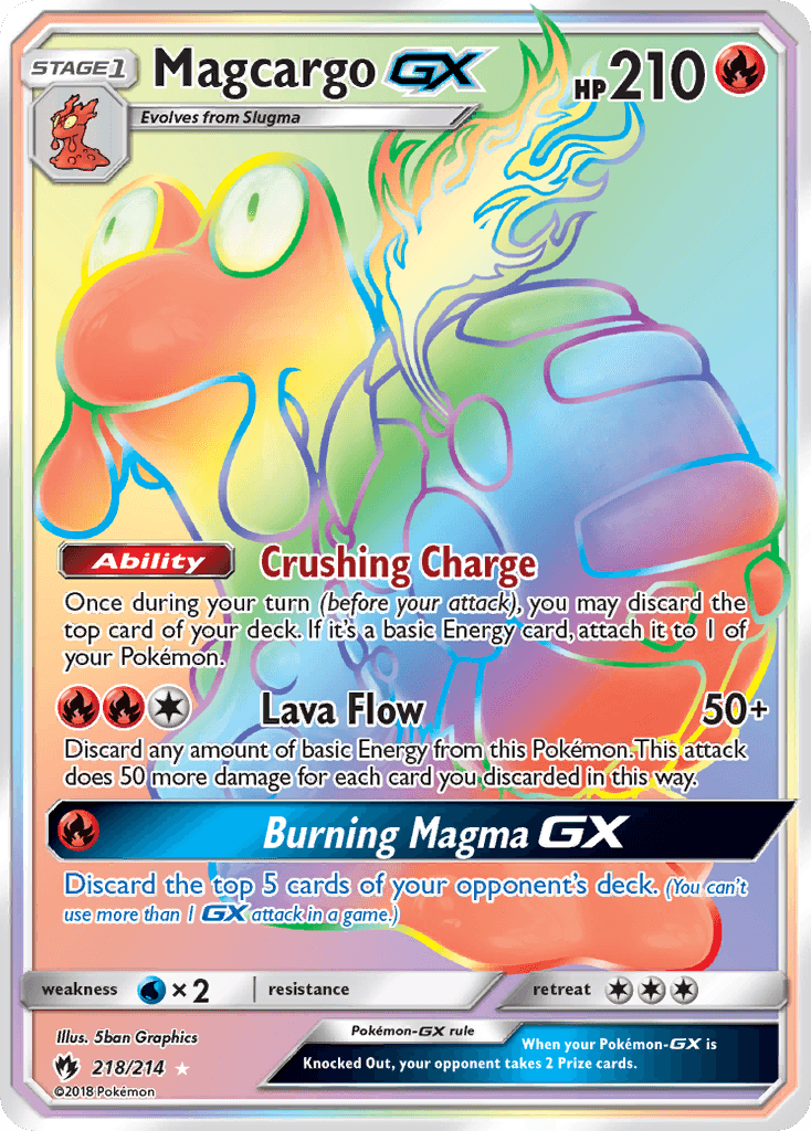 Magcargo GX — Lost Thunder #218/214, raw, NM