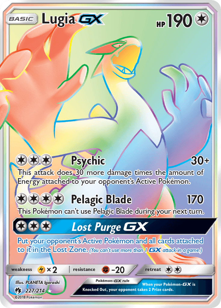 Lugia GX — Lost Thunder #227/214, PSA 8