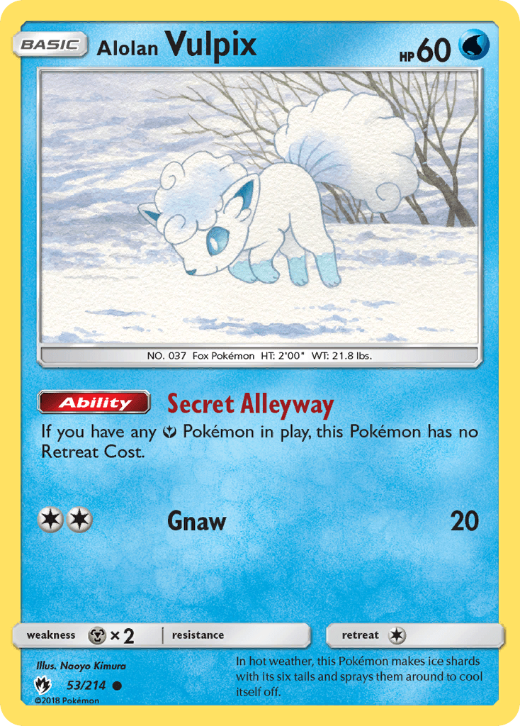 Alolan Vulpix — Lost Thunder #53/214, raw, NM