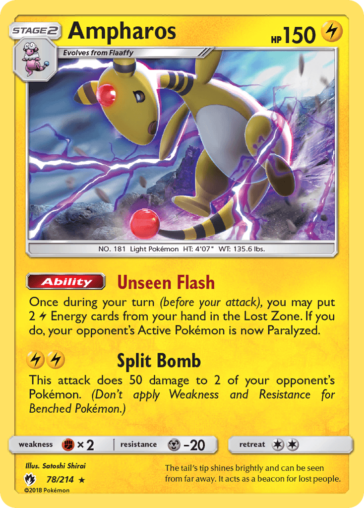 Ampharos — Lost Thunder #78/214, raw, NM